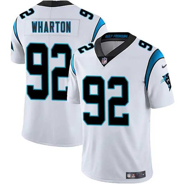 Men & Women & Youth Carolina Panthers #92 Tershawn Wharton White 2025 Vapor Limited Stitched Jersey